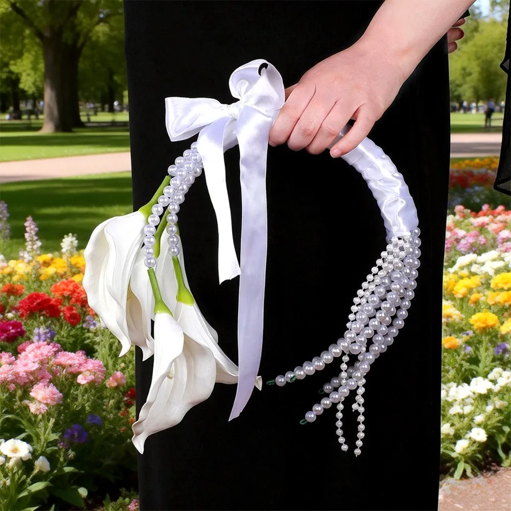 

French Pearl Calla Lily Bridal Bouquet искусственные цветы для декора Bridesmaid Bouquets for Wedding Decoration Wedding Props