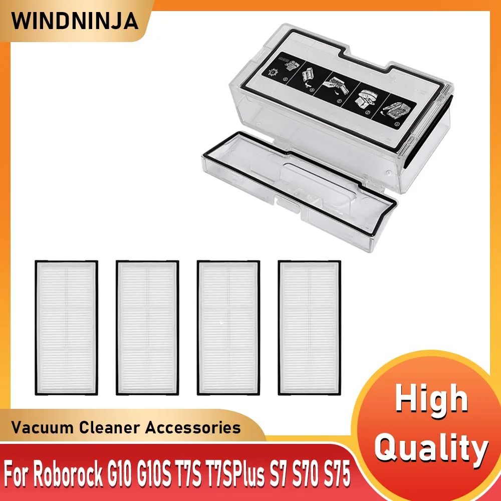 Hepa Filter/Dust Bin Kit for Roborock T7S T7SPlus S7 S70 S75 Dust Box Robot Vacuum Cleaner With Filter Part