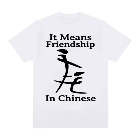 Fashion Humor T-shirt It Means Friendship in Chinese Funny Meme T Shirt Unisex Casual Women Short Sleeve Round Neck Y2k Clothes
