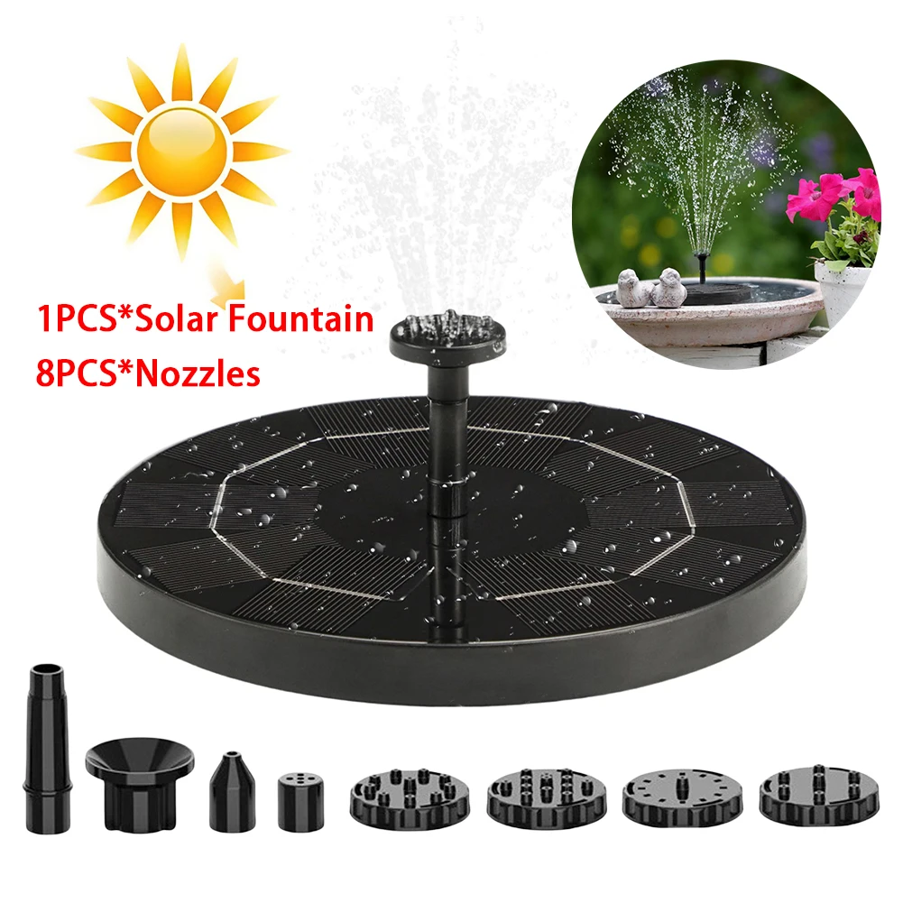 

Solar Fountain with 8 Nozzles Floating Solar Fountain Floating Water Fountain Pump for Outdoor Garden Pond Pool