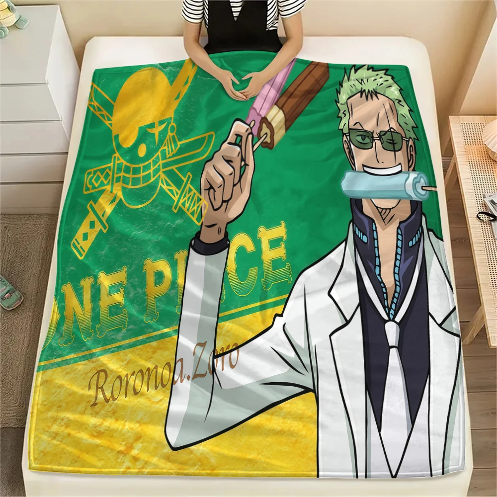 One Piece Roronoa Zoro Flannel Blanket Attractive Print Ideal For Bedroom Sofa Bed Chair Picnic Travel -HE67