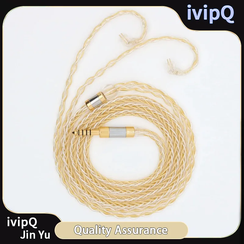 ivipQ 8-Core Sterling Silver Gold-plated Wire MMCX/2-PIN/QDC/TFZ Pin 2.5/3.5/4.4mm Earphone Cable, For DB3/F3/NK10/FR12/SP12T2