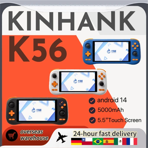 Nueva consola de juegos portátil KINHANK K56, pantalla táctil de 5,5 pulgadas, Android 14, 5000 mAh, admite 50 emuladores, para jugadores de juegos retro