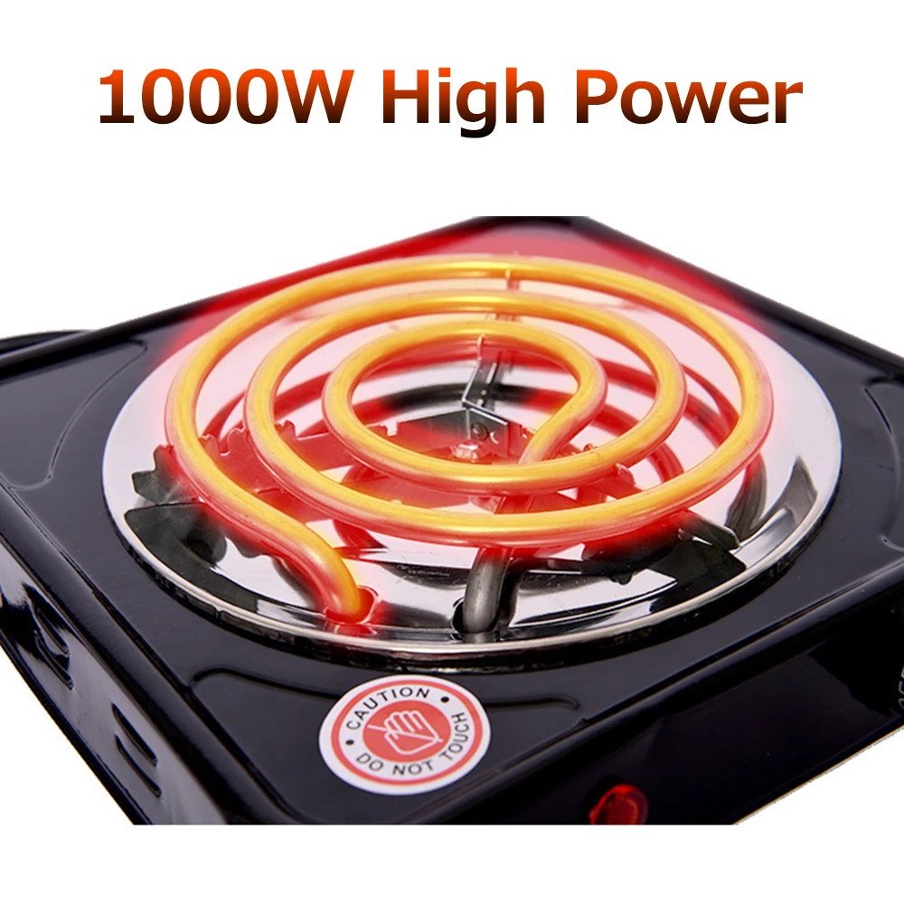 1000W Iron Burner Electric Stove Hot Plate Portable Kitchen Cooker Coffee Heater Milk Soup Durable Asjustable Quick