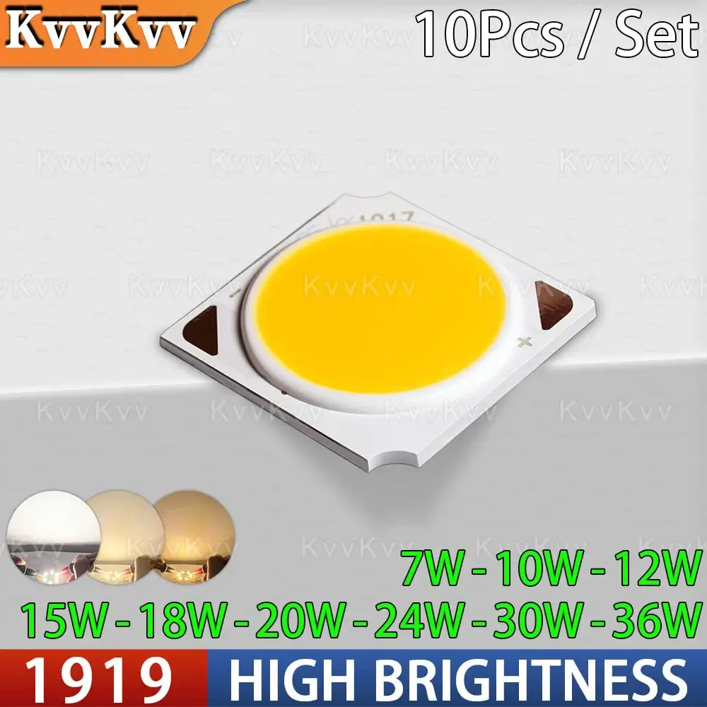 10PCS COB LED Chips 7W36W 1919 SMD High CRI80 Ra80 for Track Light Reflector Bulb Lamp Panel DIY Lighting Diode