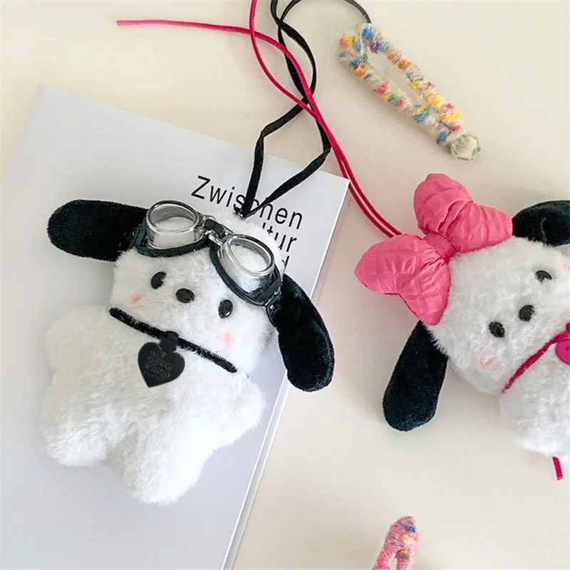 Sanrio-Llavero de muñeco de peluche de Pochacco para niños, llaveros colgantes de coche para mujeres, regalos de Navidad para niñas