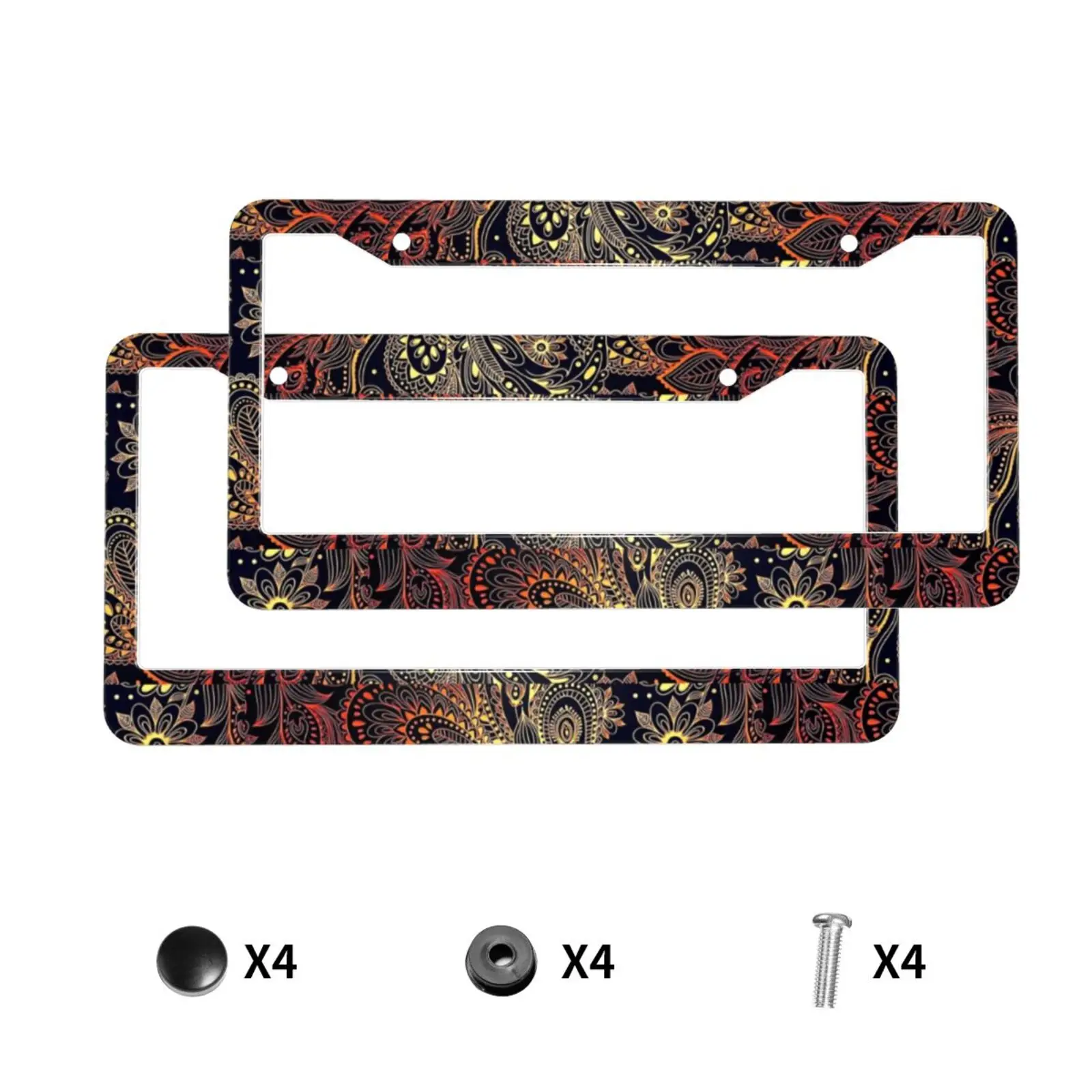 Unisex Native American Headdress Print License Plate Frame Quality Aluminum Novelty License Plate Universal Vehicles Standard