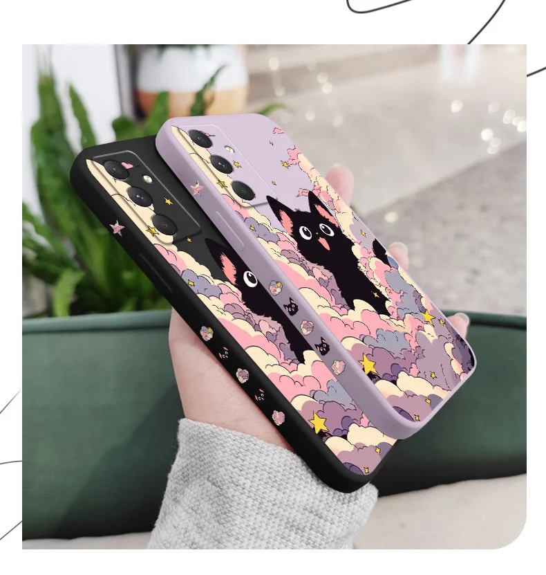 Wolke Bunte Katze Telefon Fall Für Samsung Galaxy A17 A56 A55 A35 A25 A15 A05 A05S A54 A34 A24 A14 A04 A04S A04E 4G 5G Abdeckung – Detail 5