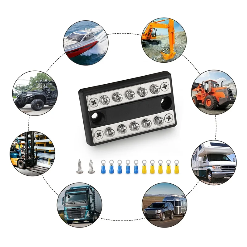 

Unique RV, Boat, And Truck Power Distribution: 100A Battery Bus Bar For Positive/Negative - 5 Circuit Terminal Block
