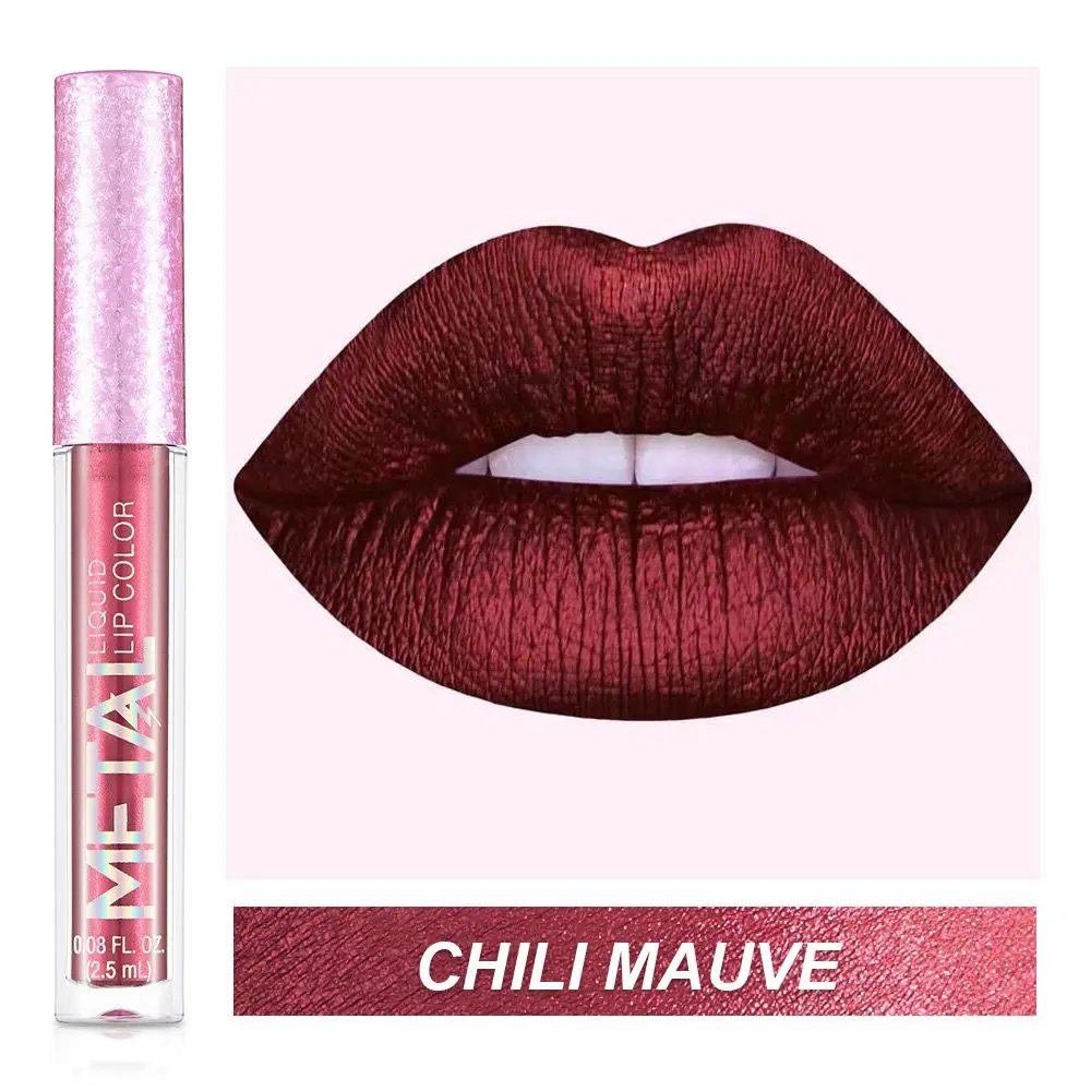 Metallic Lipgloss Shimmer Fluorescent Glitter Lipstick Long-lasting Waterproof  Bronze Coffee Purple Pearlescent Lip Gloss