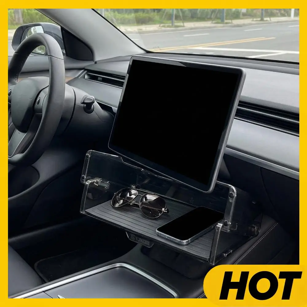 

Магнитный органайзер под экран для Tesla New Model 3 2024-2025 и New Model Y 2025: ящик для хранения на приборную панель с противоскользящей подкладкой