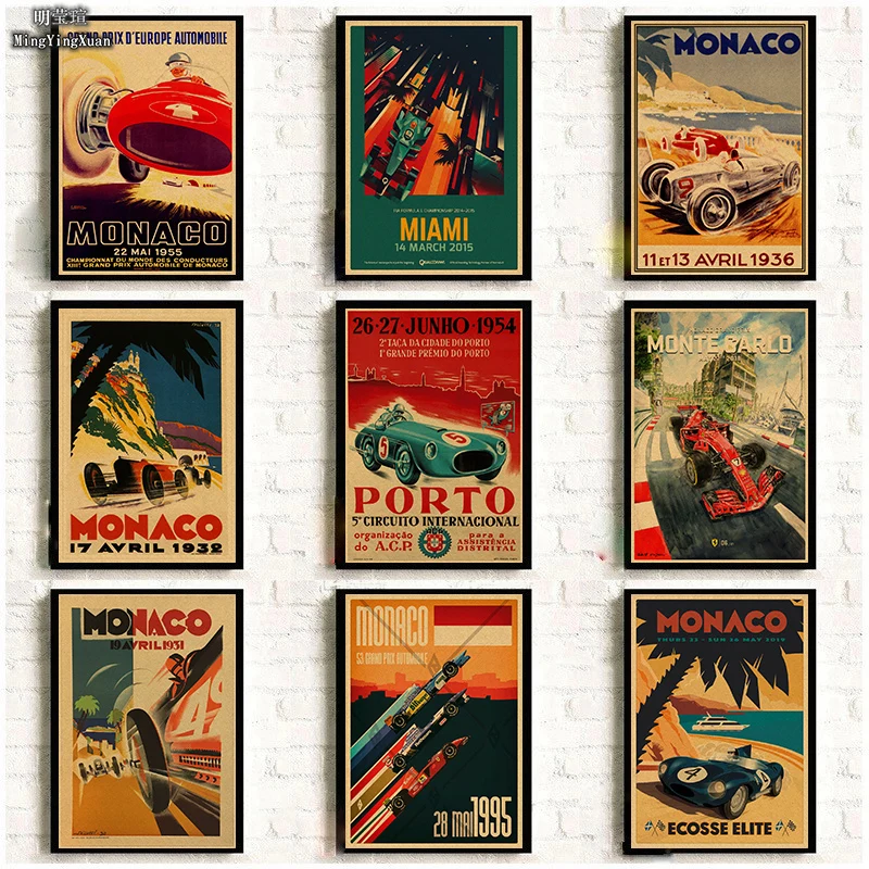 Постеры-из-крафт-бумаги-с-изображением-гоночной-команды-«Формула-1-80s»-винтажные-художественные-настенные-картины-для-гостиной-Подарочный-постер-для-дома