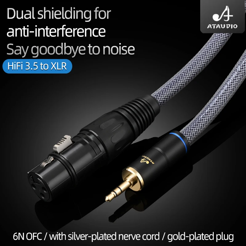 Hi-end HiFi XLR to 3.5mm Microphone Audio Cable 6N OFC XLR Female to 3.5 Stereo Jack 3 Pin XLR for Phone Amplifier Audio Cable