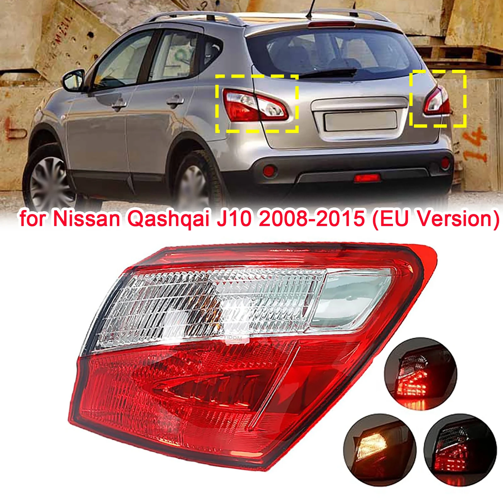 

Rear Right Side Car Interior Rear Tail Light with/Without Bulb Fit for Nissan Qashqai J10 2008-2015 (EU Version) 26555-BR01A