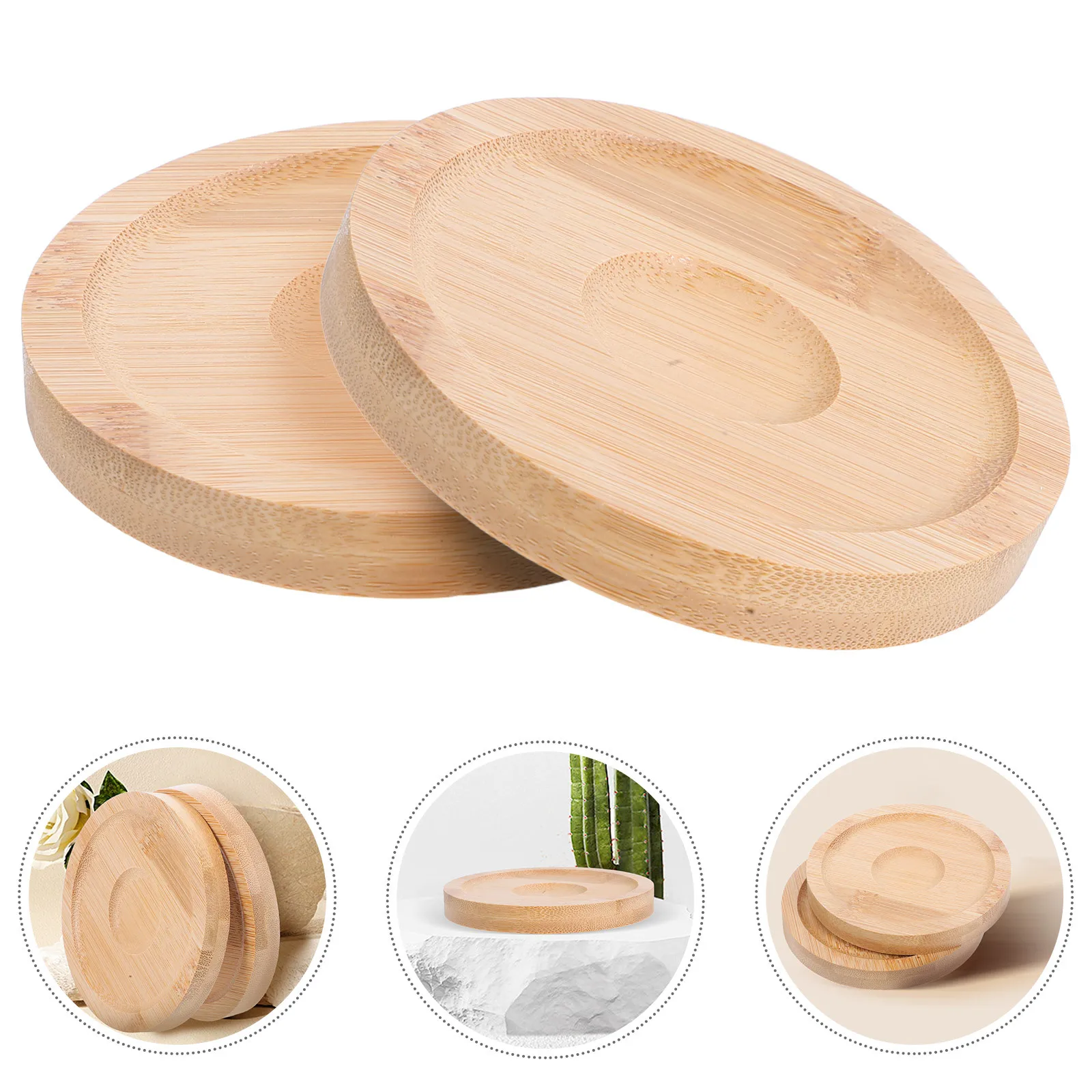 

2Pcs Bamboo Drink Coasters Non-Slip Surface Table Protectors for Whiskey Wine Glass Beer Mugs Home Decor