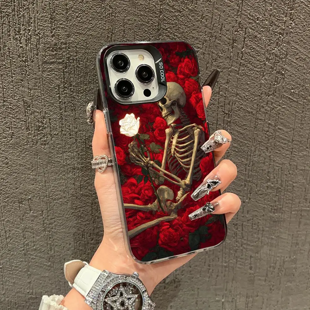 

Rose skull Phone Case case for iPhone17 16 15 14 13 12 11 Pro/ Max/Plus shock-proof rear cover anti-fingerprint