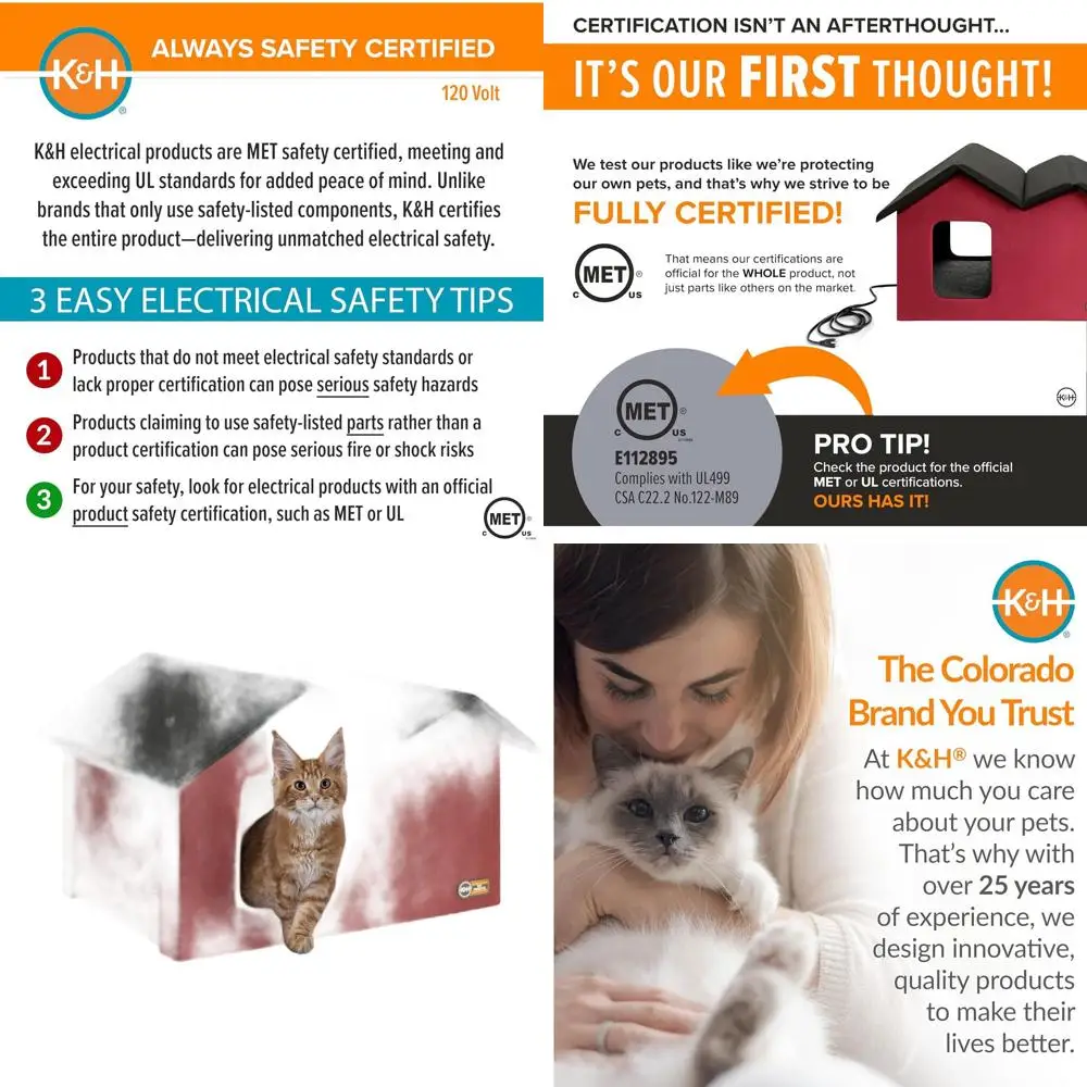 

Всепогодный утепленный уличный домик для кошек с подогреваемой лежанкой для зимы, доступ к нему по 2 входам, красный