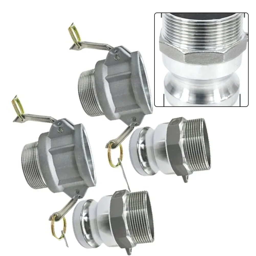 Set of Aluminum Cam Lock Hose Fittings Part F and B Featuring Cam and Groove Design and Male NPT Thread Adapter
