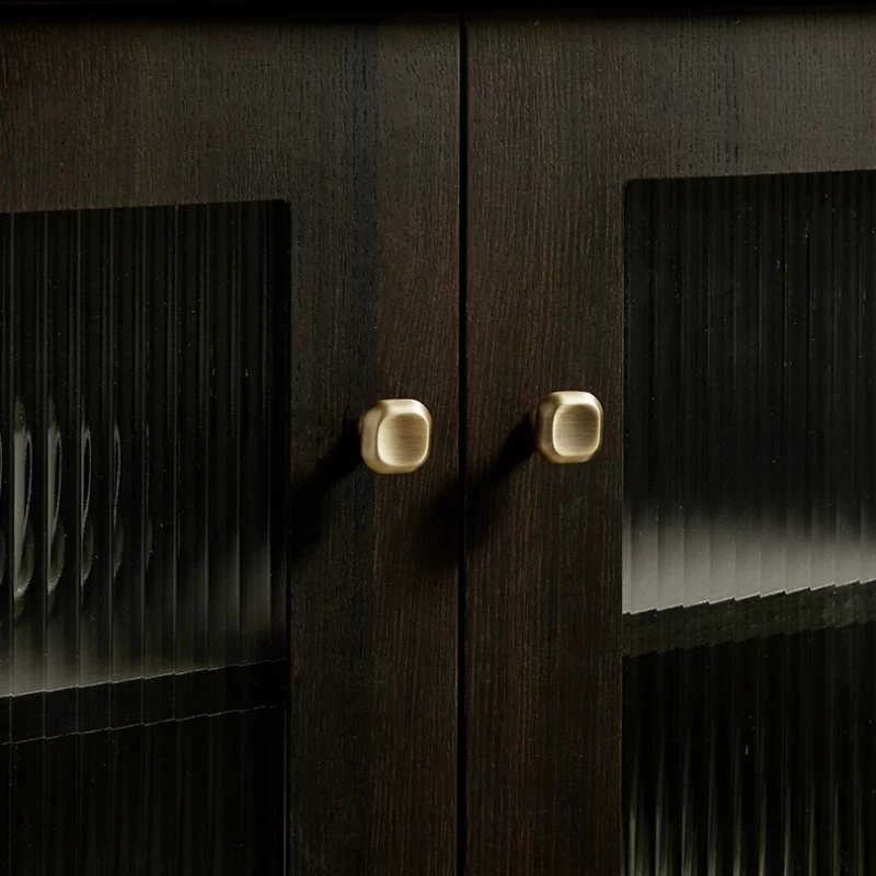 Single-hole Handle Square Furniture Cabinet Door Handles European Luxury brass Drawer Knobs Furniture Hardware