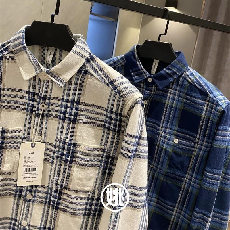 

Woolen Plaid irt 00% Cotton Long Sve Casual Men's irt Vintage Cheered Pattern Comfortable Loose Fit Summer Top