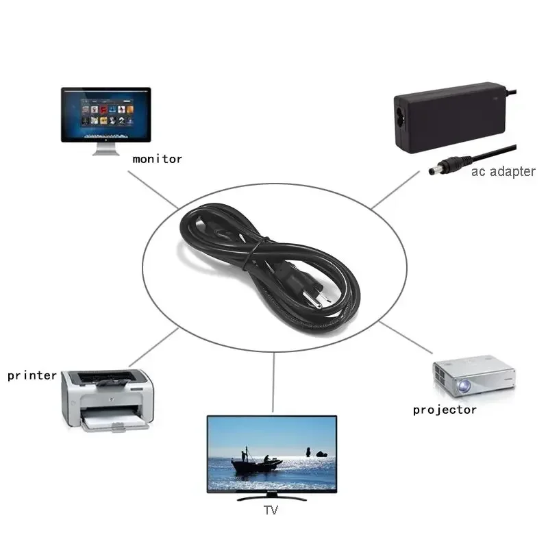 EU Extension Cable IEC C5 1.2m 3 Pin Prong Plug USA UK AU EU Power Supply Cord For HP Dell Lenovo Sony LG Computer Drone Battery