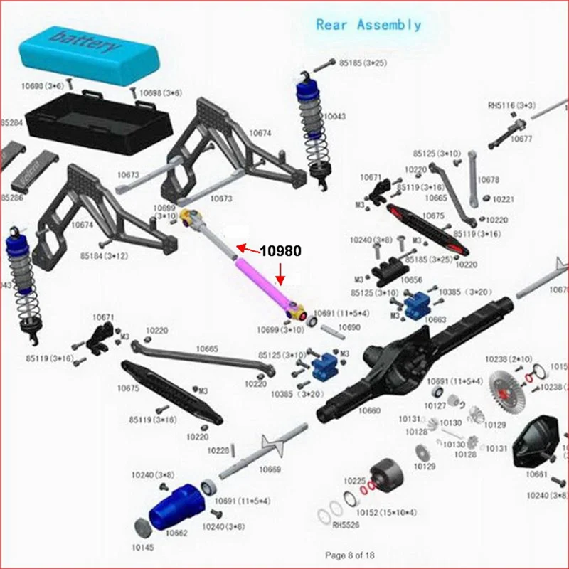 مبيعات! 10980 مجموعة CVD المركزية الخلفية 1 لـ VRX Vetta Racing Karoo FTX OUTLAW Vrx Racing OCTANE RH1043 RH1045 Truggy