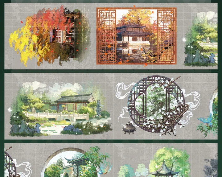 خمر منزل بسيط الجبال لامعة قذيفة PET أشرطة الكولاج بطاقة صنع المواد DIY بها بنفسك ل سكرابوكينغ مجلة مخطط ملصق