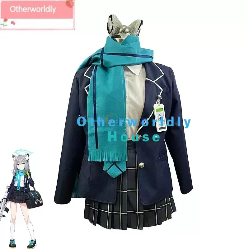 Game Blue Archive Sunaokami Shiroko Cosplay Costume Japanese High School Uniform Jk Dress Suit Coat Shirt Skirts Custom Made