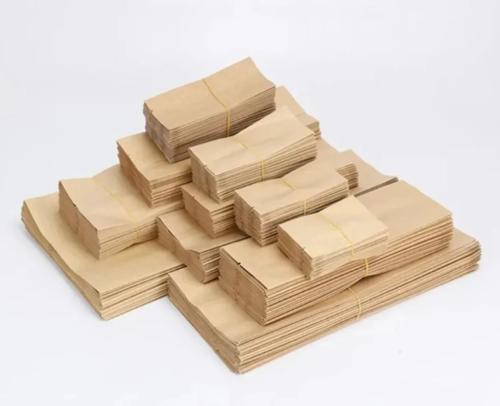 

100PCS Kraft Paper Open Top Side Gusset Take-out Food Packaging Bag DIY Tea Snack Candy Foil Inlay Heat Sealing Storage Bag