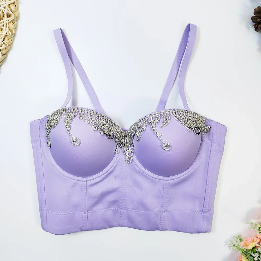 

Fishbone Strap Push Up Bra with Metal Chains and Tassel Sexy and Supportive Underwear Outerwear Lingerie Crop Top 42D Plus Size