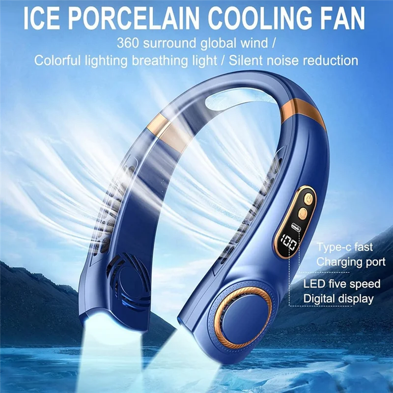 Ventilateur de cou Portable, ventilateur personnel mains libres Rechargeable, ventilateur sans lame réglable pour le travail, les voyages et le bureau, meilleure vente