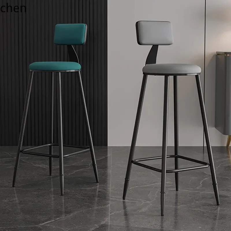 iron bar stool with backrest - high stool for bubble tea shops and front desks