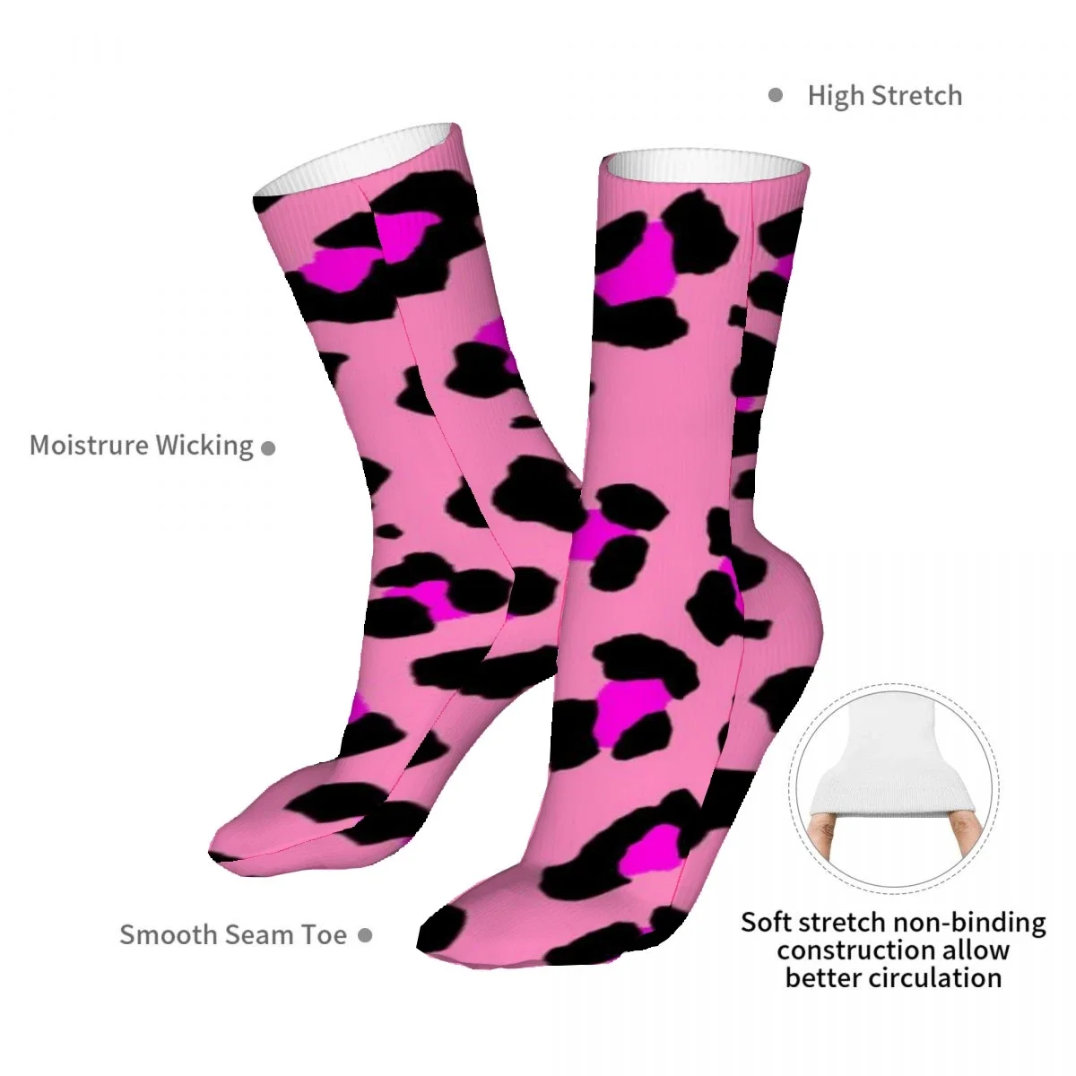 Leopard Print Mens Womens Funny Crew Socks Cool 3D Printed Design Socks Fashion Comfortable Basketball Socks