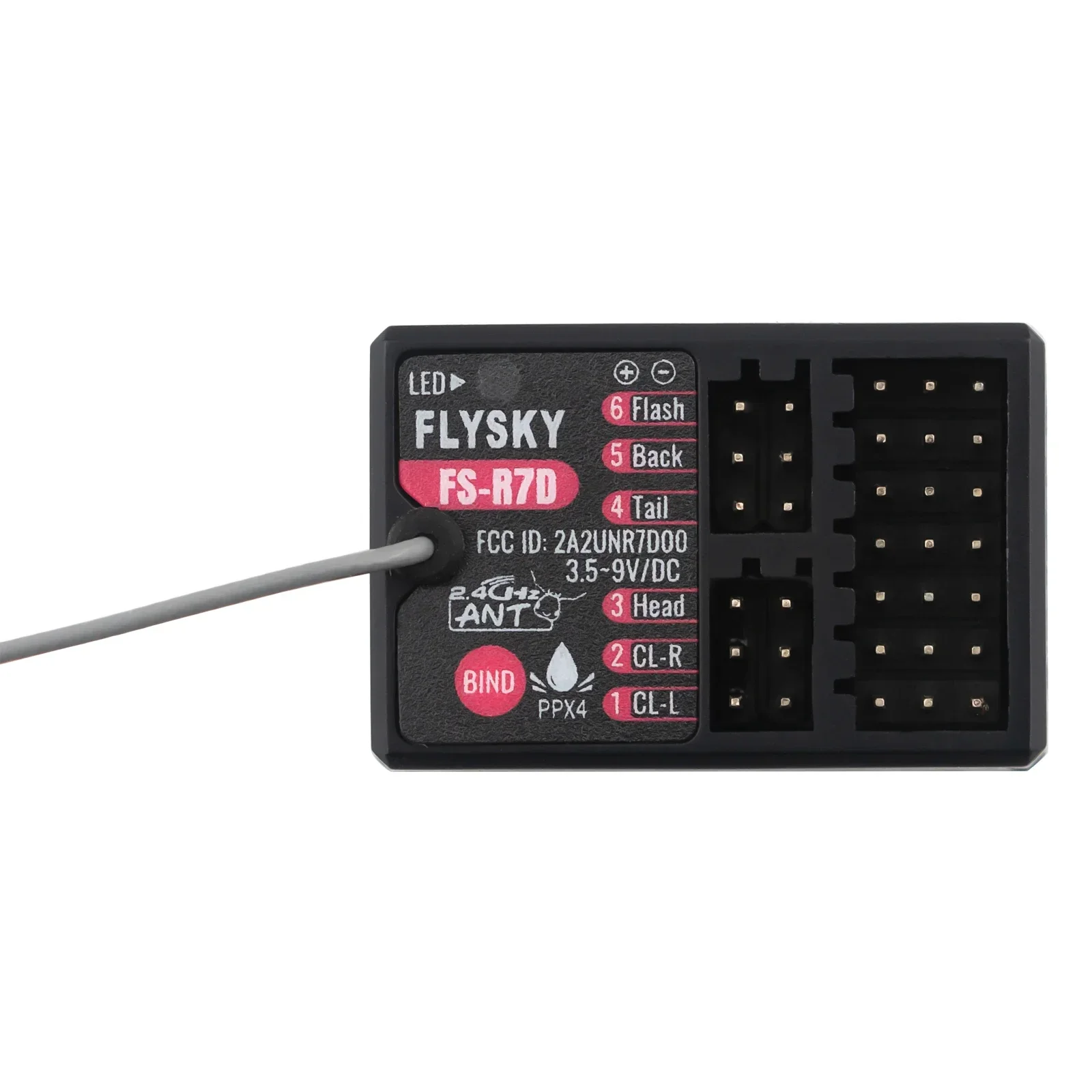 FLYSKY-FS-R7D de 7 canales para coche, receptor de 2,4G, 12LED, grupo de luces de 3,5-9V, lámpara PWM, juego de 5mm y 3mm para modelo de tanque de