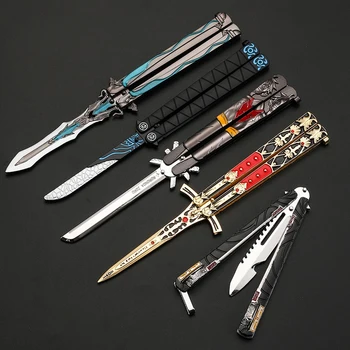 لعبة الرسوم المتحركة الجديدة Genshin Impact Butterfly Knife Toy Unsharped Metal Weapon Wolf's Last Road Stick Cyno Weapon Model Gift