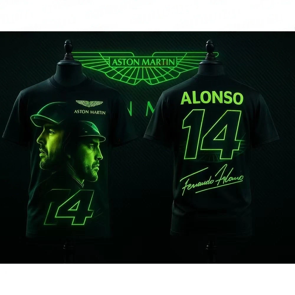 

Aston Martin 2026 T-Shirt Men Short Sleeve Motorcycle T Shirt Fernando Alonso 14 Racing Suit Special Edition Fan Signature Tee