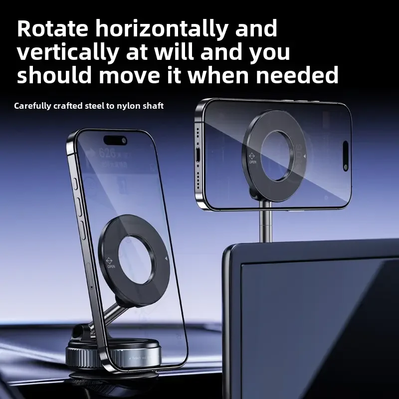 Foldable magnetic car phone holder, vacuum suction cup rotating 360 °, suitable for multi angle adjustment of vehicles and walls view 6
