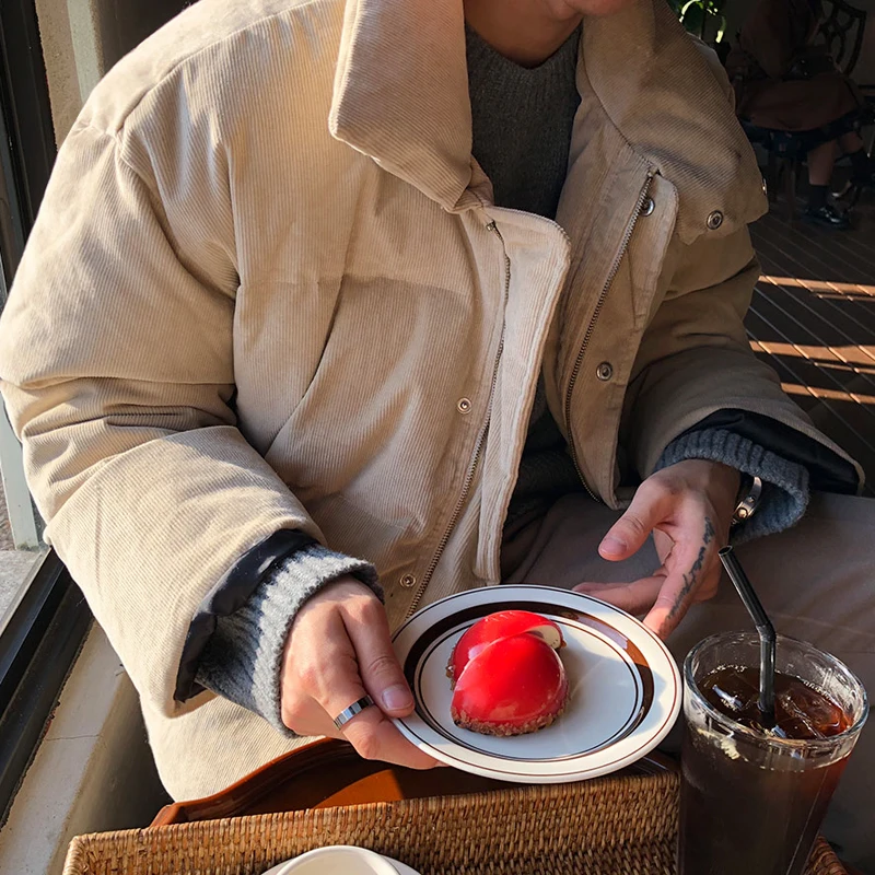 

MRCYC Men's Cotton Jaet Corduroy Bread Sle Trendy Korean Loose Outerwear Warmth Polyester 65% Cotton 35% Zipper Closure