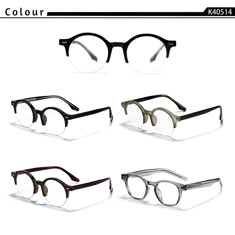 CATERSIDE Vintage Runde Herrenbrille Markendesign Halbrahmen Business-Brillen Damen Anti-Blaulicht Lesebrille – Detail 3