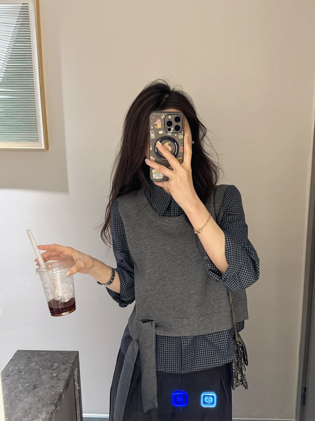 

Korean Style Plaid Patchwork Long Sleeve Women's Shirt Spring Autumn Design Unique Top Cotton Pure Breathable Comfortable