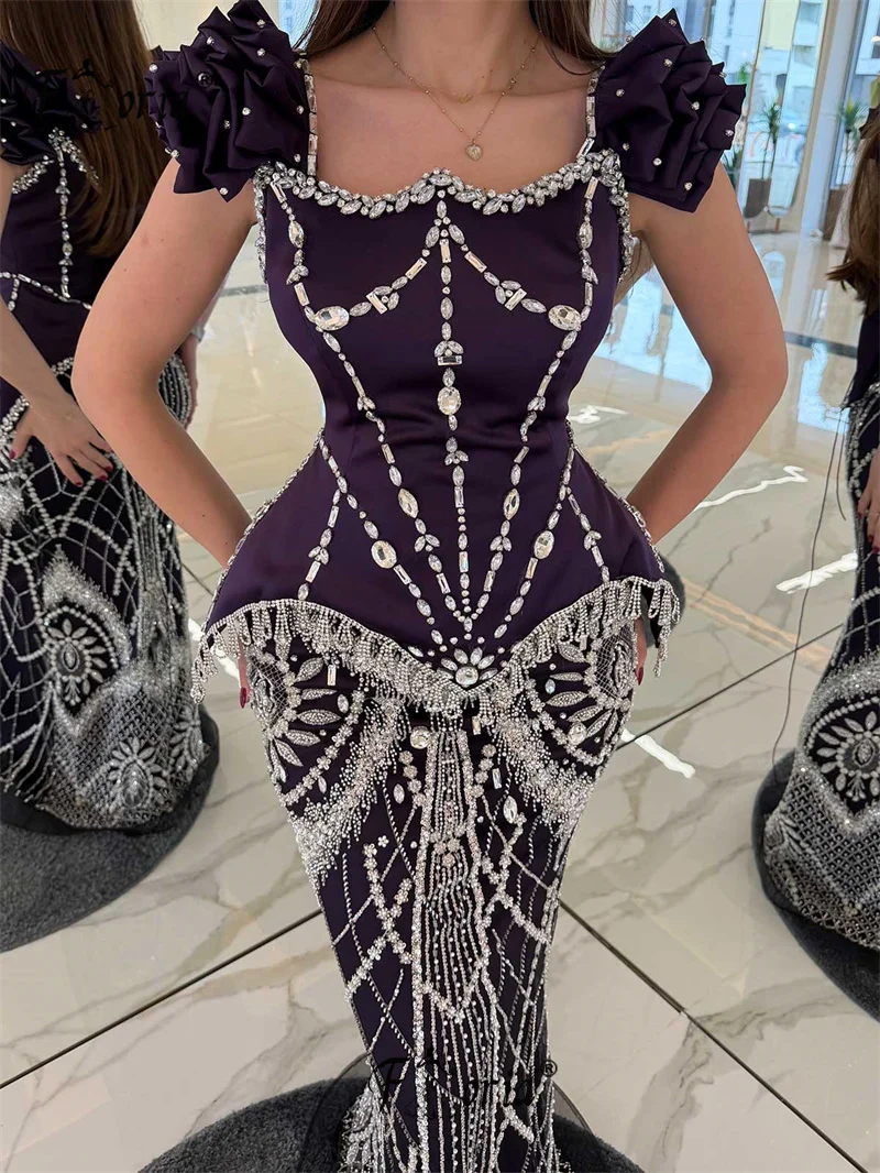

Sexy Black Crystal Mermaid Prom Dress Sparkly Silver Beading Long Evening Party Dreses robes longues soirées élégante Customized