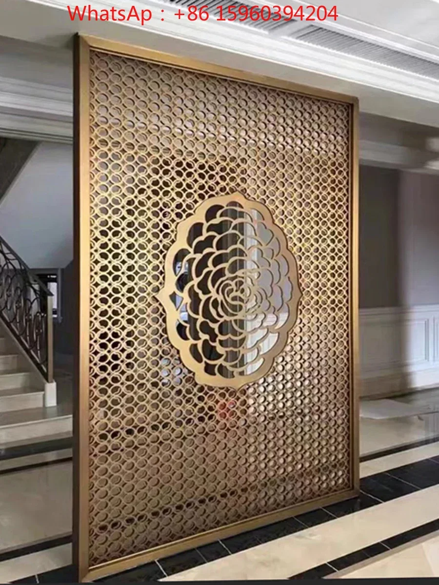 

Изготовленная на заказ решетка-перегородка из нержавеющей стали для отеля, лазерная выдолбленная алюминиевая пластина, рельефный узор, титановый металлический дверной проем