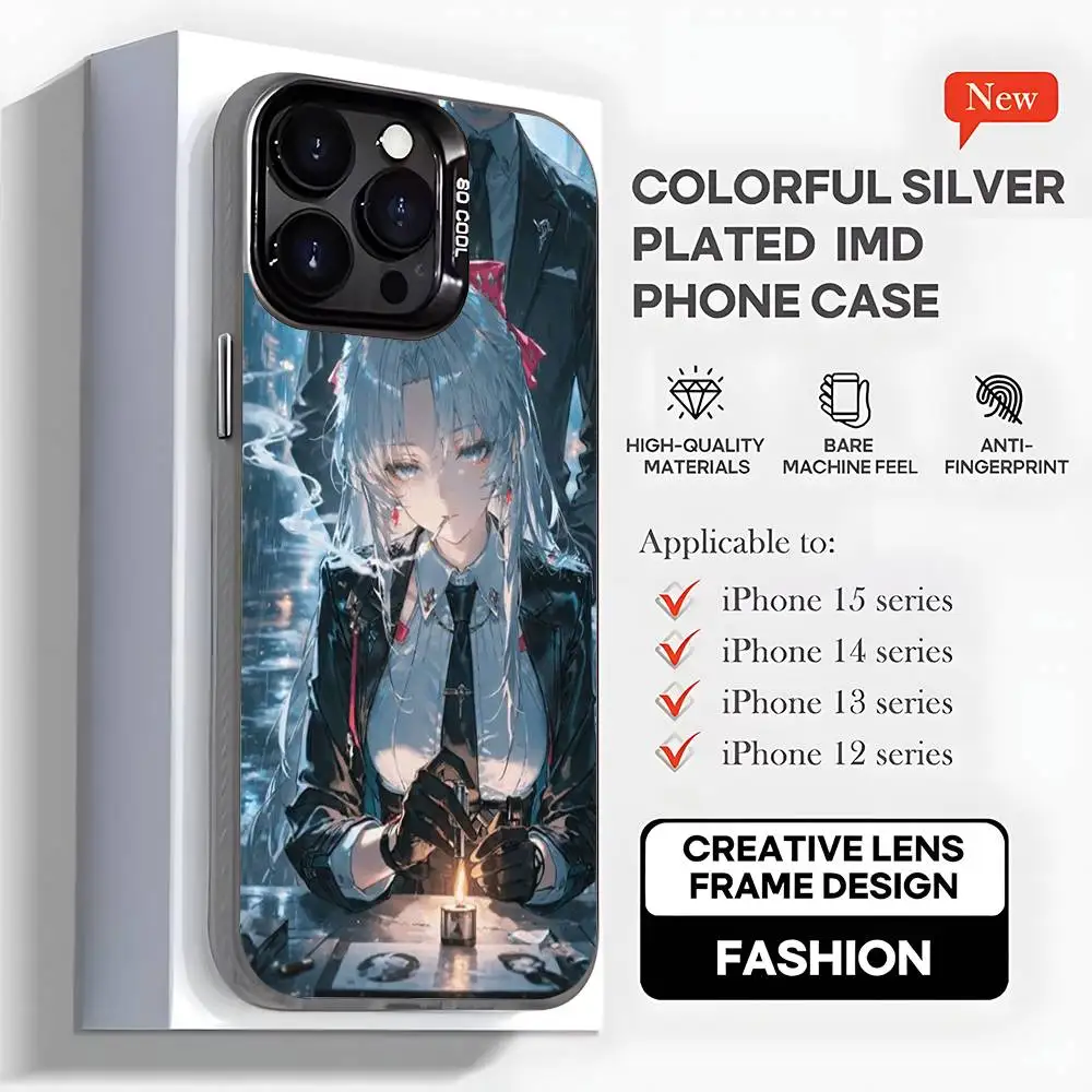 Casing Ponsel Carlotta W-Wuthering Waves yang Lucu Untuk iPhone 16,15,14,13,12,11,Mini,Pro,MAX,plus, Hitam Matte Tahan Banting