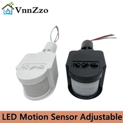 Interruptor do sensor de movimento de luz led ajustável 110v 220v 12v 24v infravermelho automático pir sensor de montagem na parede detector de movimento ao ar livre