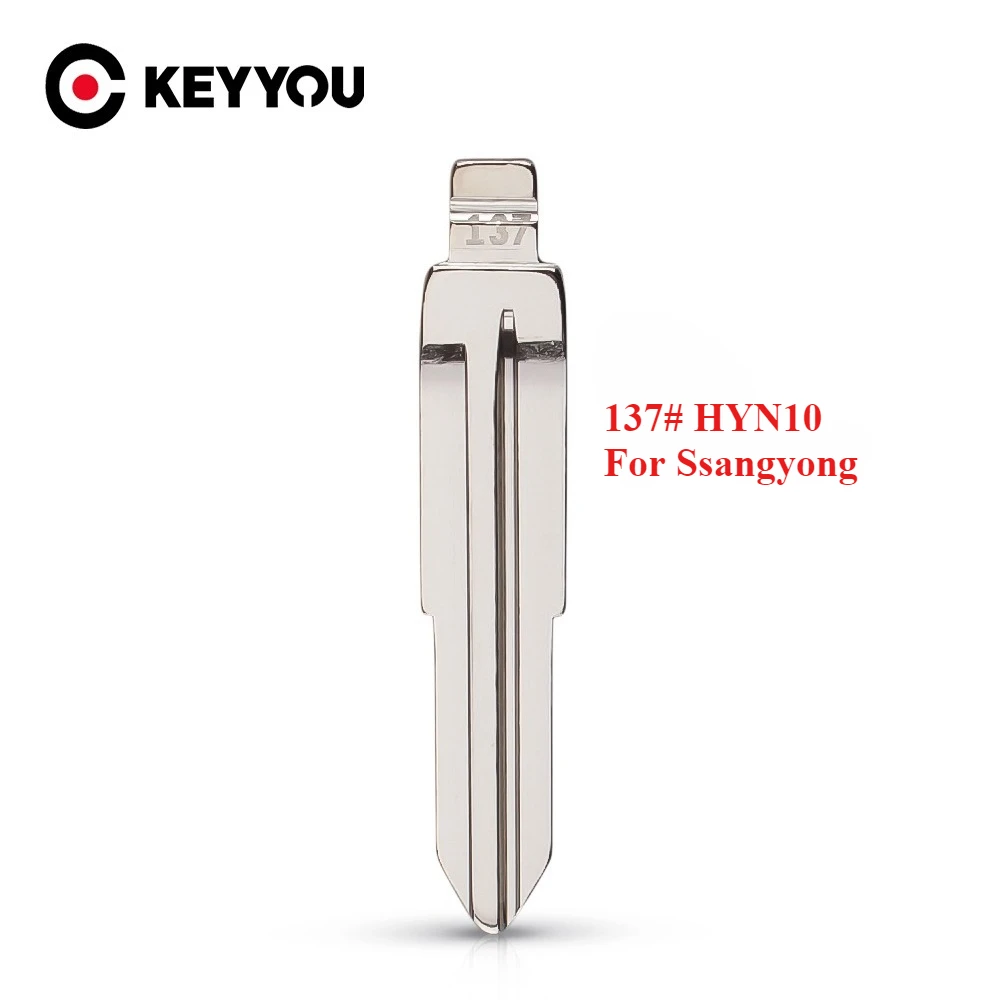 

KEYYOU 10PCS NEW 137# HYN10 Metal Uncut Blank Flip Remote Key Blade For Ssangyong for keydiy KD xhorse VVDI JMD