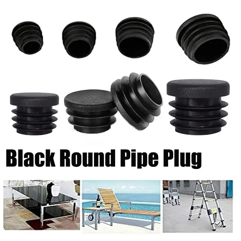 

8 pcs Round Steel Pipe Plastic Hole Plug Insert End Cap Furniture Chair Leg Cover Metal Tubing Alloy Ladder Glide Protection