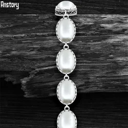 Oval Pearl Bracelet For Women Vintage Strand Bracelet Antique Silver Plated Cocktail Party Fashion Jewelry