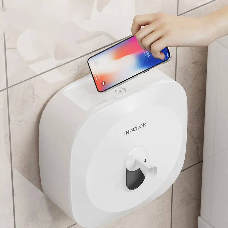 Large-capacity paper towel dispenser hanging type for public restrooms with a central roll paper box  paper towel holder