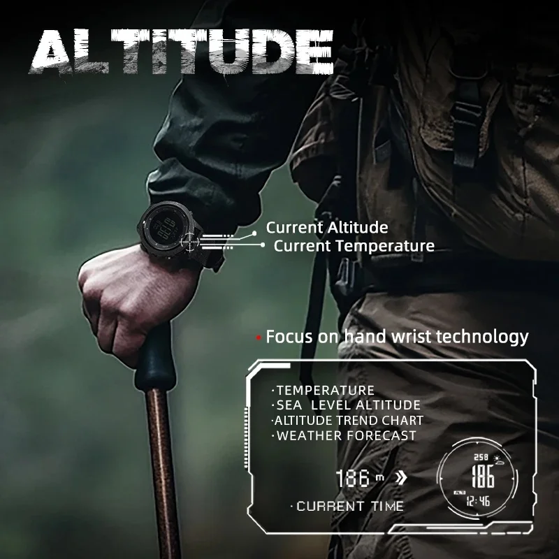 NORTH EDGE APACHE-46 Men Digital Outdoor Watch | Running Swimming | Altimeter Barometer Compass | WR50M