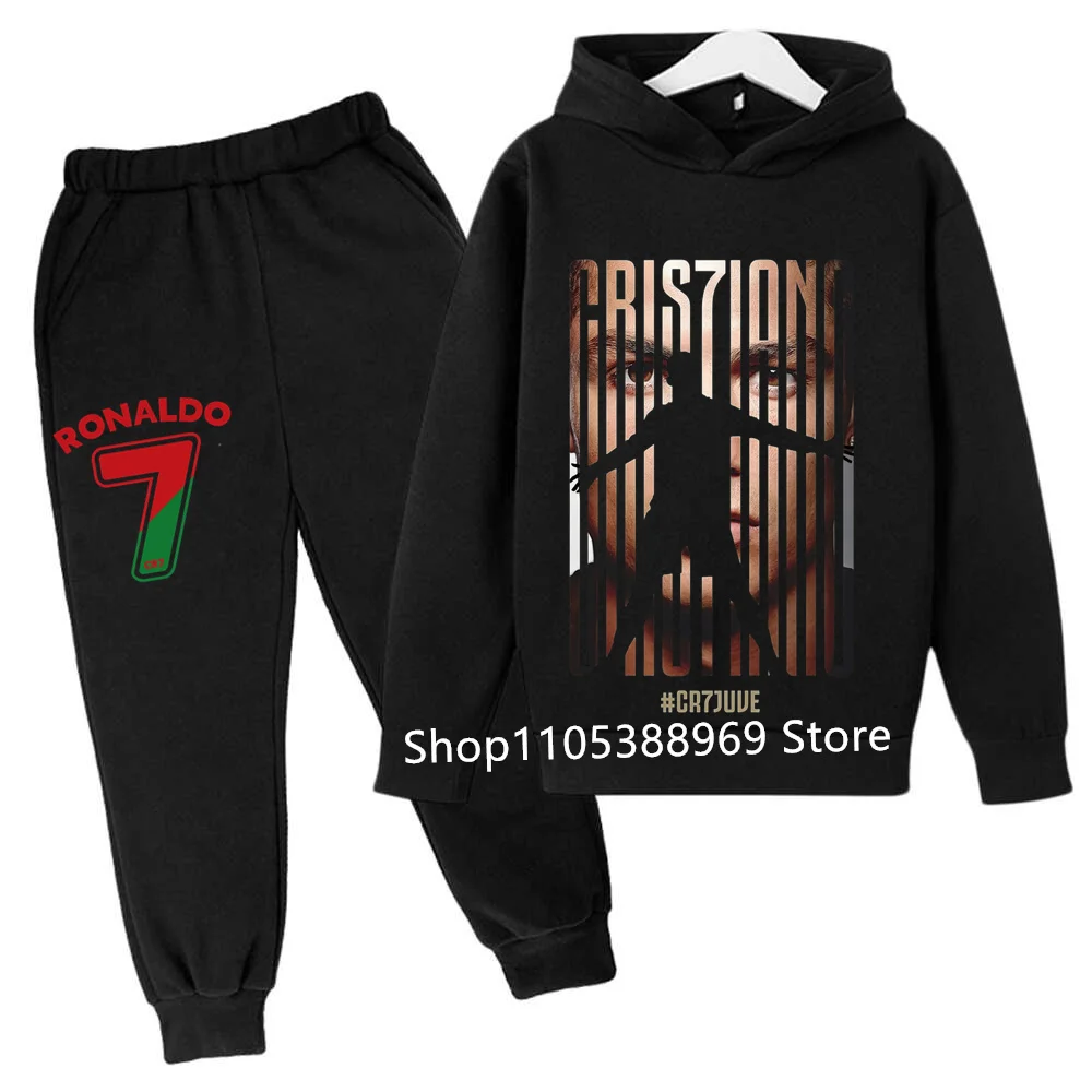 Ronaldo CR7 Print Football Idol Clothing Children Hoodie 2pcs Set Pants Suit Kids Boys Tracksuit Girls Clothing Sport Tracksuits
